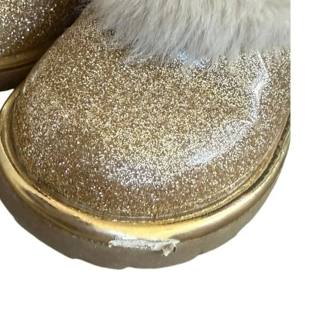 Harper Canyon Gold Glitter Faux Fur Winter Boots Toddler Girls Size 7C